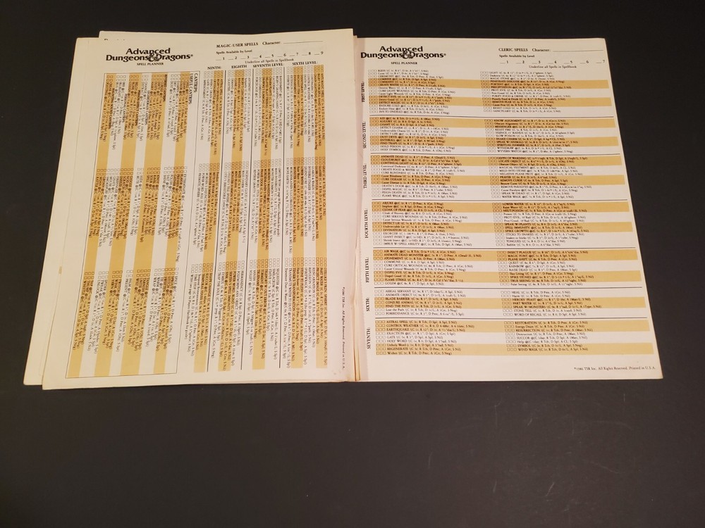 Dungeons & Dragons: Player Character Record Sheets 1986 ☆ D&D ☆ Authentic ☆