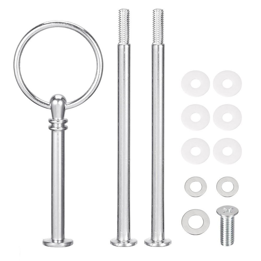 1 Set Cake Tray Stand Handle Plate Hardware Fitting 3-Tiers Round Silver