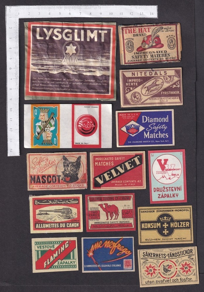 Worldwide vintage matchbox labels (40)