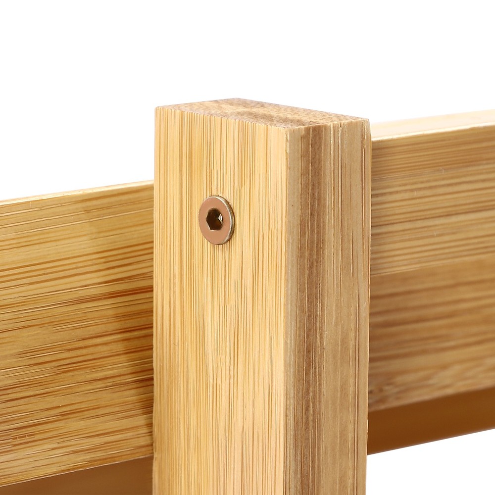 4-Tier Bamboo Storage Rack w/Removable Trays Kitchen Fruit Snack Organizer Shelf