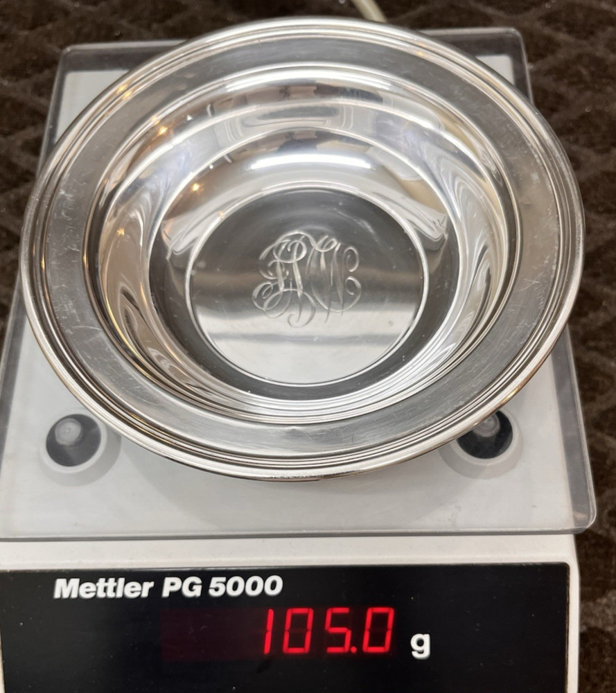 Sterling Silver Bowl 105 Gr. 6-3/8" Diameter W/Monograms