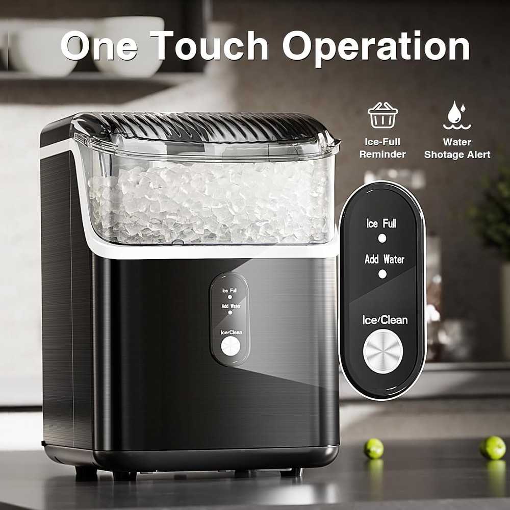 Nugget Ice Maker Countertop, Chewable Nugget Ice Machine with Automatic Clean...
