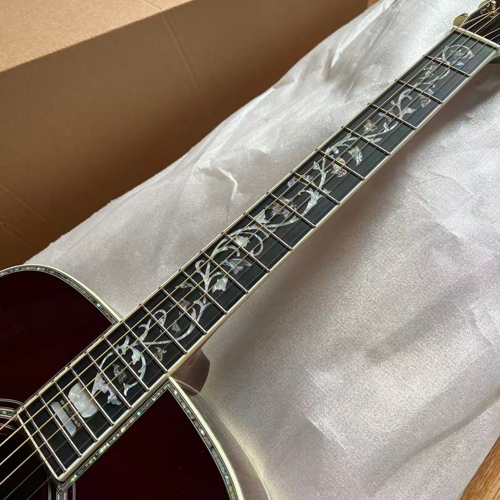 D45 Acoustic Guitar Sunset Flower Inlay with Abalone Shell
