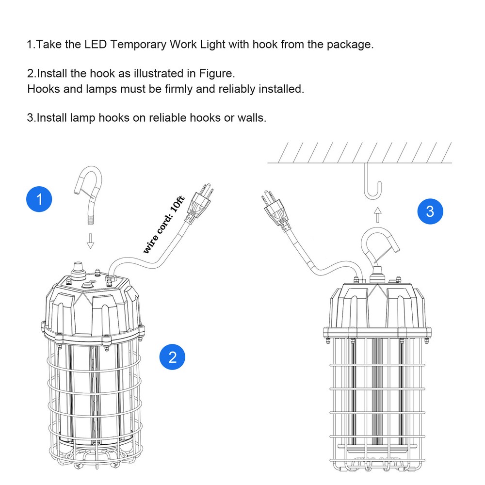 ETL 150W LED Construction Light Warehouse High Bay Light Temporary Work Lights