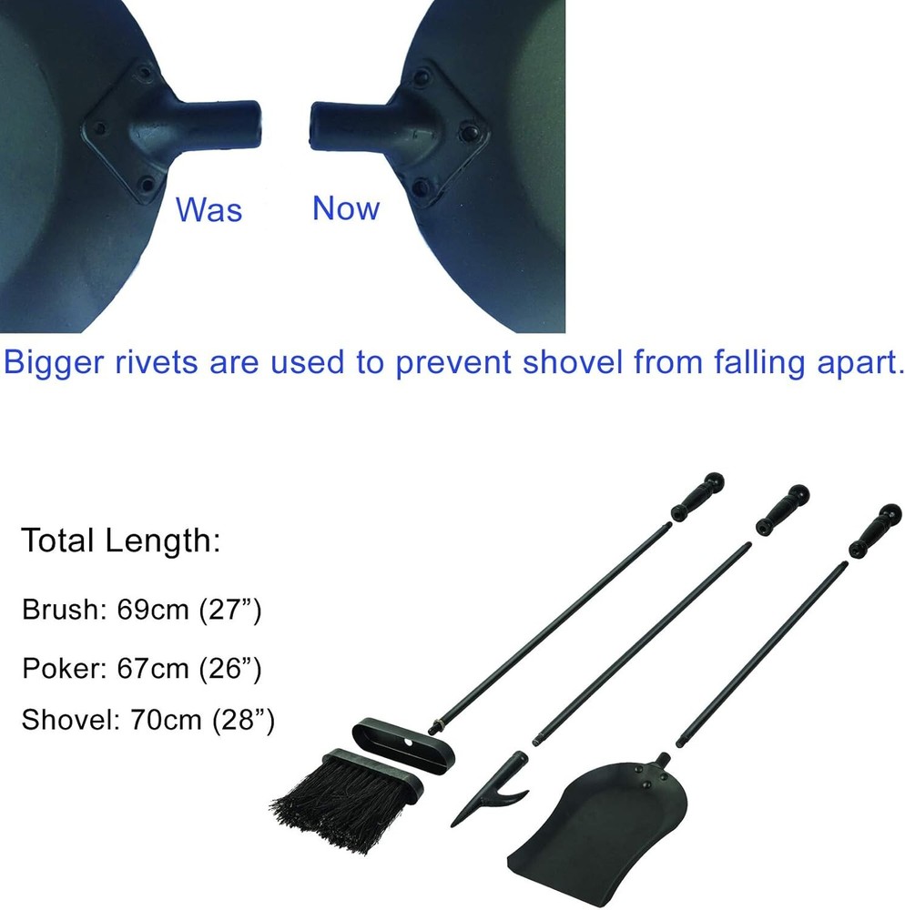 Fire place side Loose Tools, Heavy Duty 3 Pieces