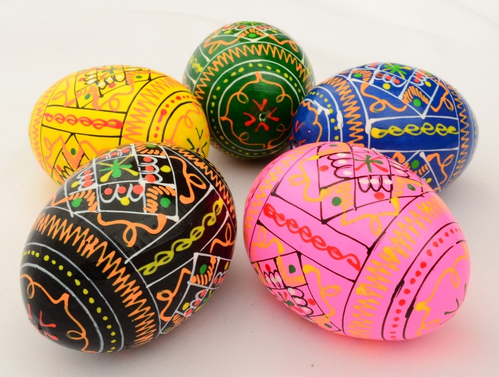 5 Wooden Ukrainian Pysanky Pysanka Easter Painted Eggs