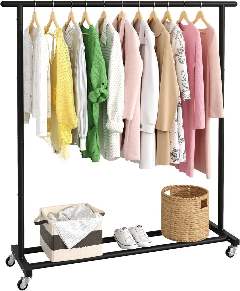 Metal Rolling Garment Rack for Closet & Office