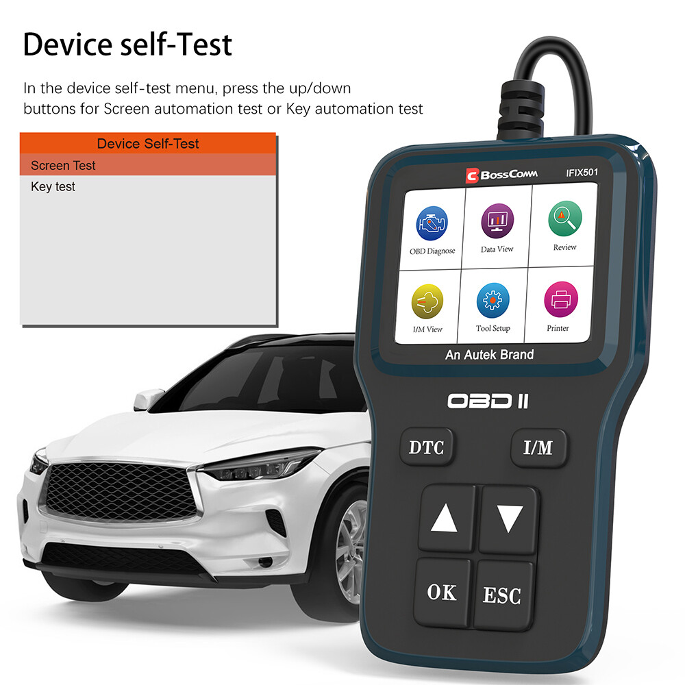 Bosscomm IFIX501 Code Reader OBD2 Scanner Check Engine Fault Diagnostic Tool