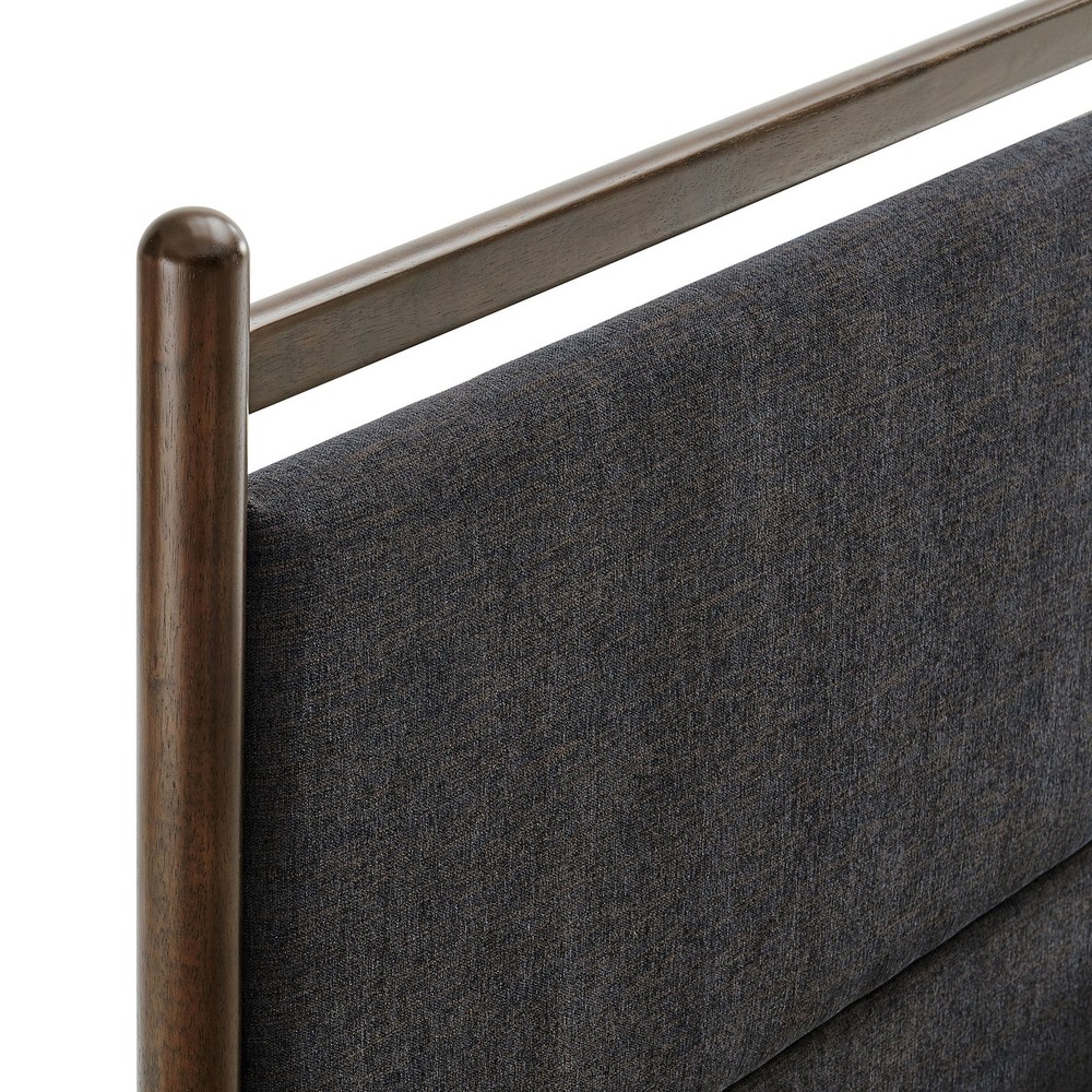 Ginny Queen Size Platform Bed Frame in Wenge Heathered Dark Gray