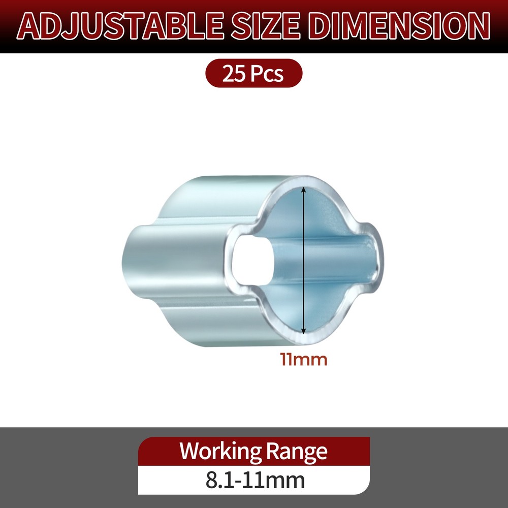 25 Pack Galvanizing Plate Double Ear Hose Clamps, Working Range 8.1-11mm