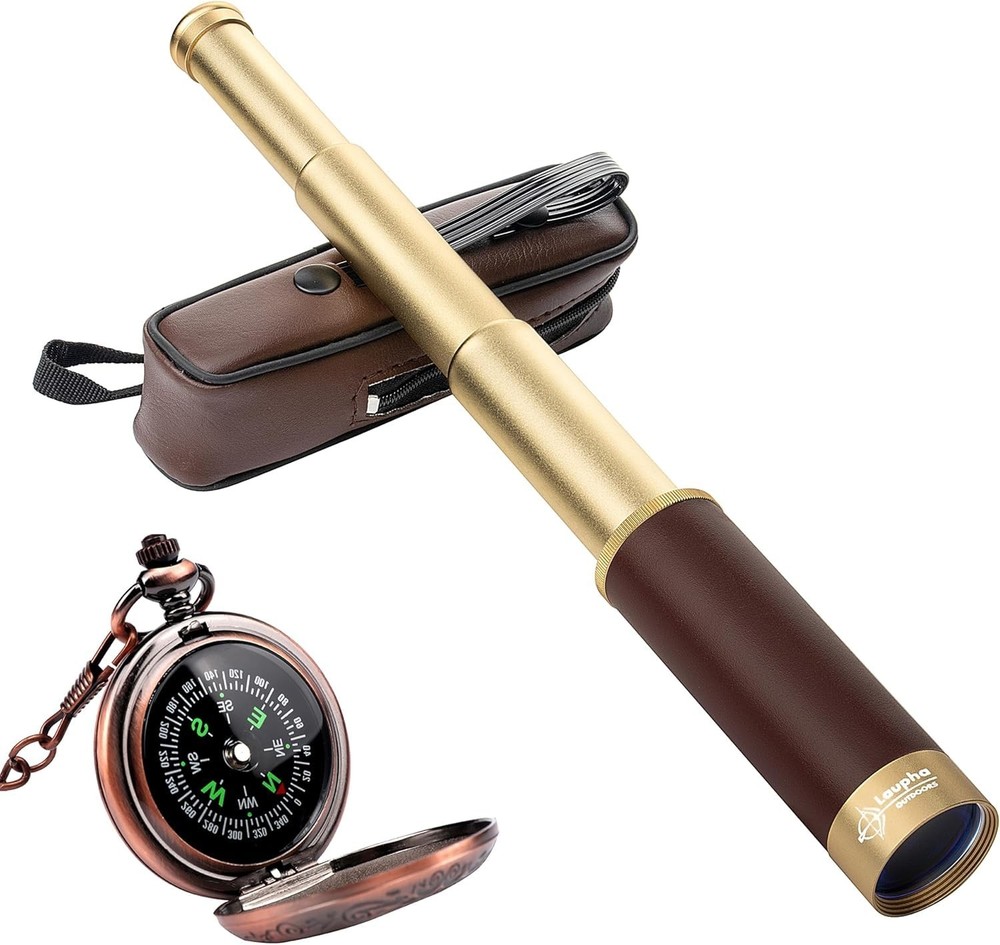 Laupha Retro Pirate Telescope Large, & Classical Compass