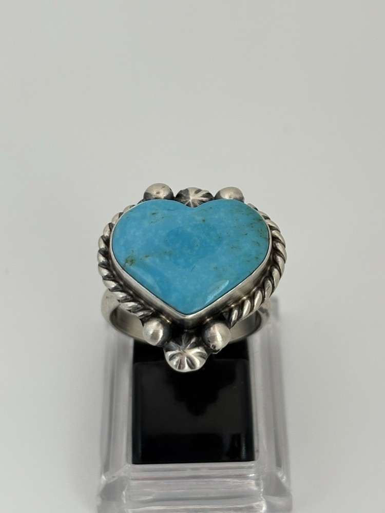 sterling silver turquoise heart ring size adjustable