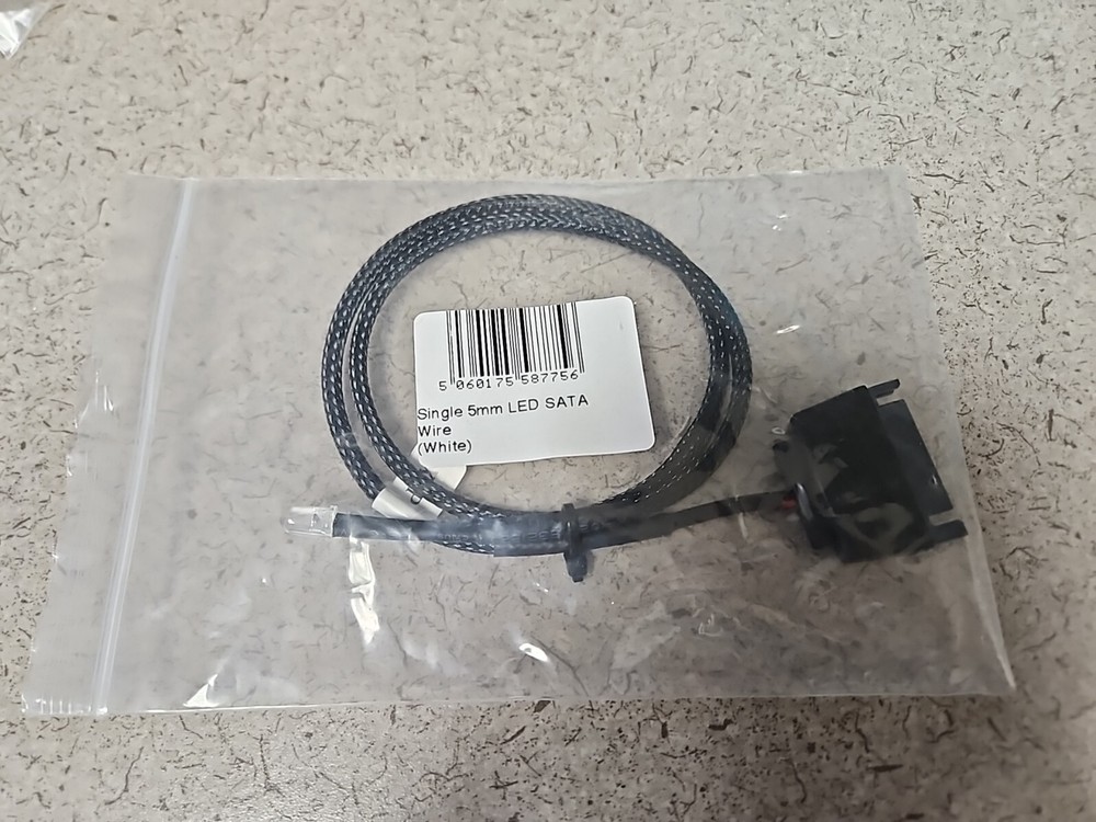 2 PACK XSPC Single 5mm LED SATA Wire - White