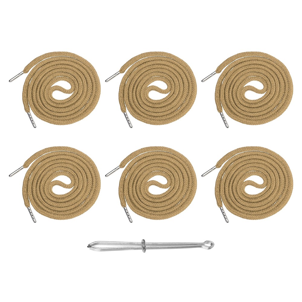 6 Pcs Hoodie Strings Drawstring Cords with Easy Threader (Khaki)