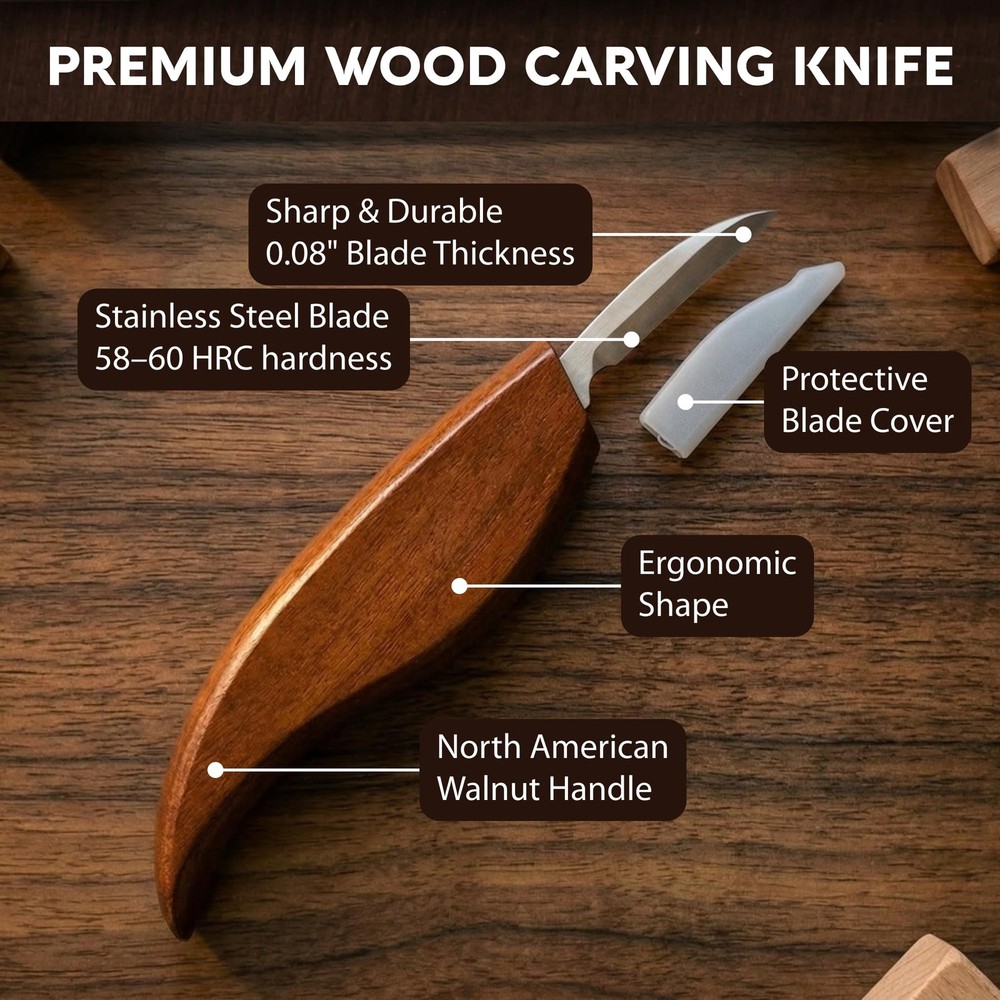 Complete Wood Carving Kit for Beginners - Gift Ready Tools Brown