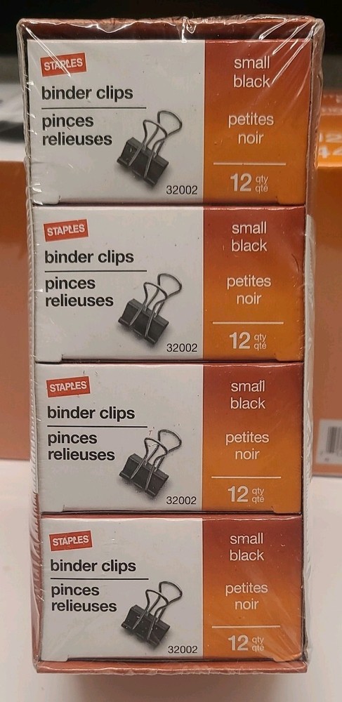 Staples Small Binder Clips, 0.38" Capacity, Black, 144 Clips/Pack