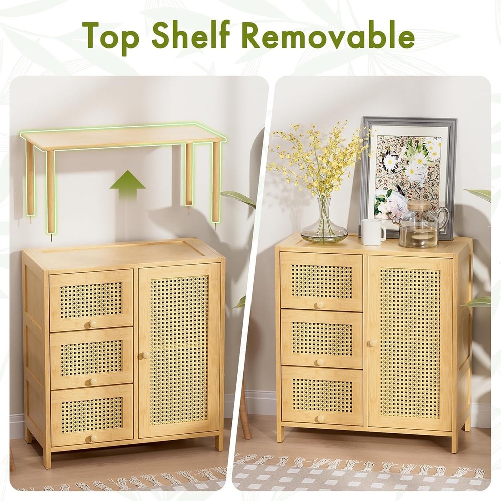 Sideboard Buffet Cabinet W/ Storage Bamboo Storage Cabinets Rattan Sideboard W/