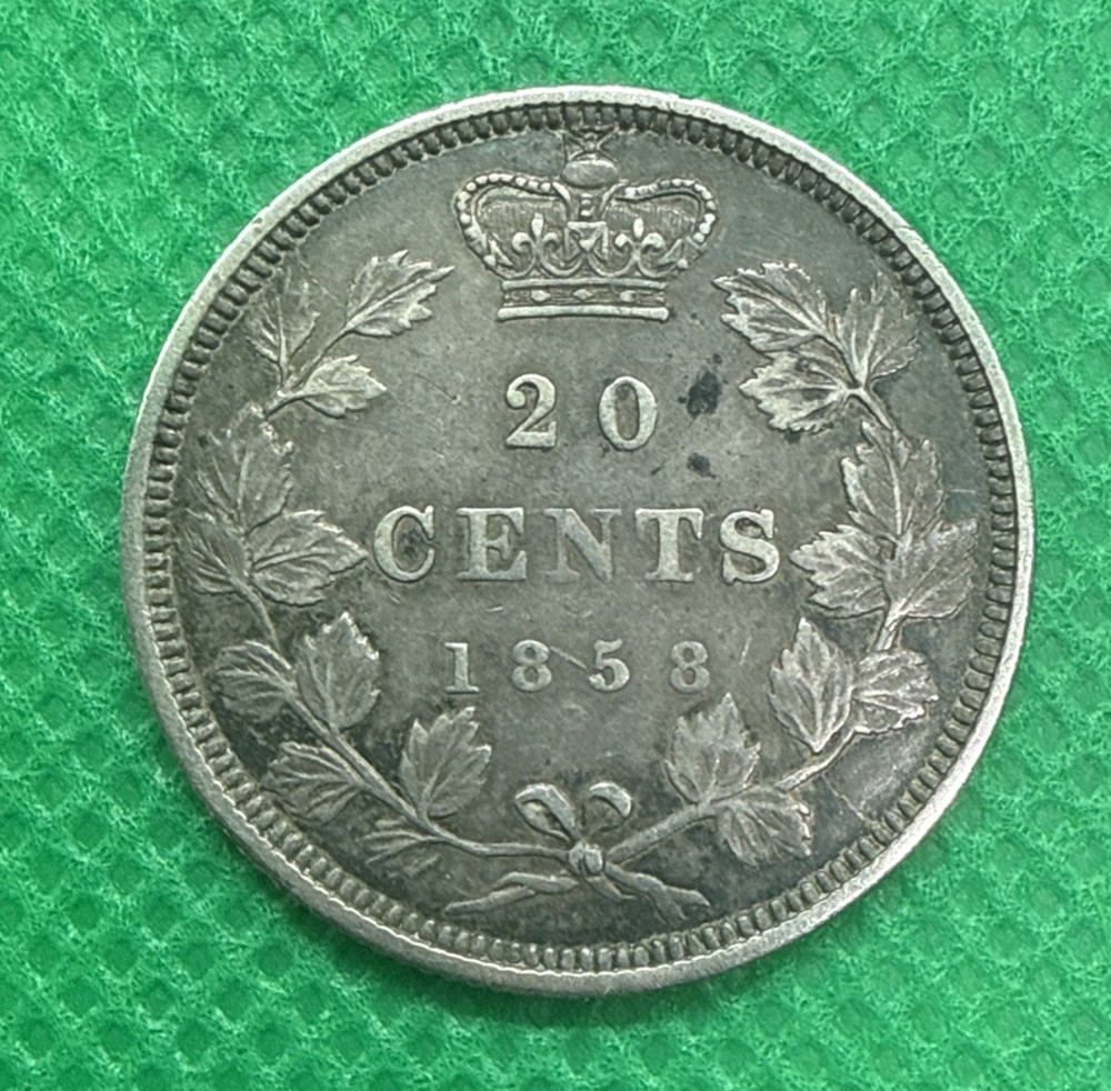 1858 Canada Twenty Cent 20c Silver Coin A5