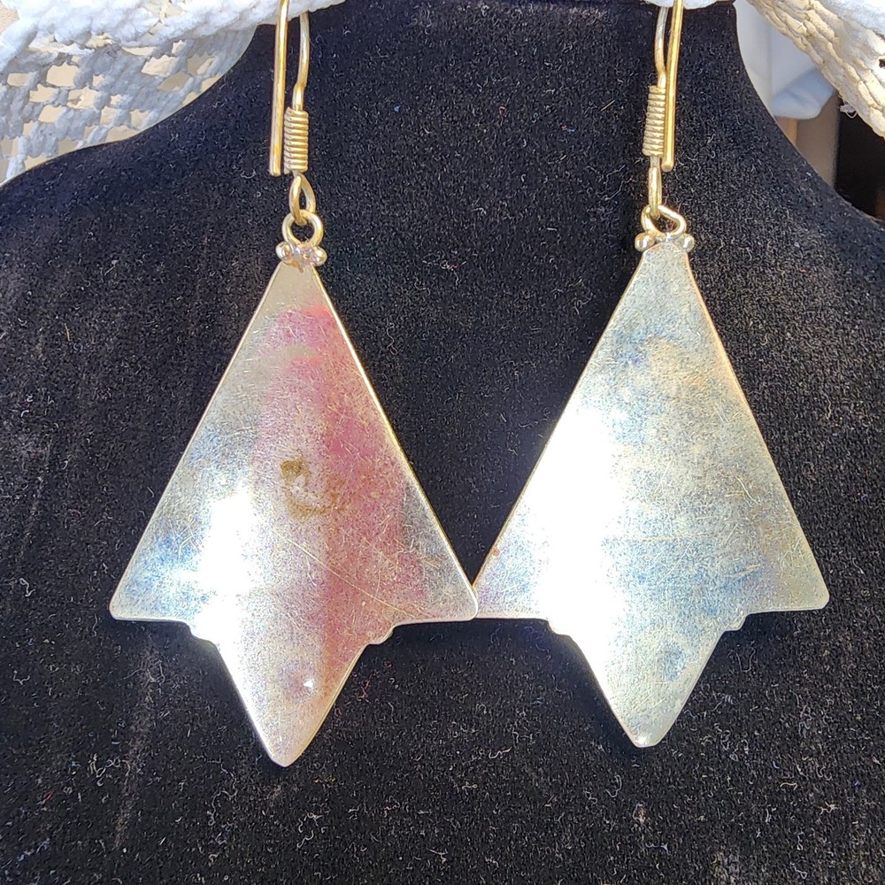 Triangle-shaped dangle earrings featuring mosaic-style turquoise