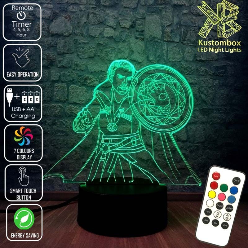 DR STRANGE MULTIVERSE AVENGER 3D LED BATTERY USB NIGHT LIGHT 7 COLOUR REMOTE