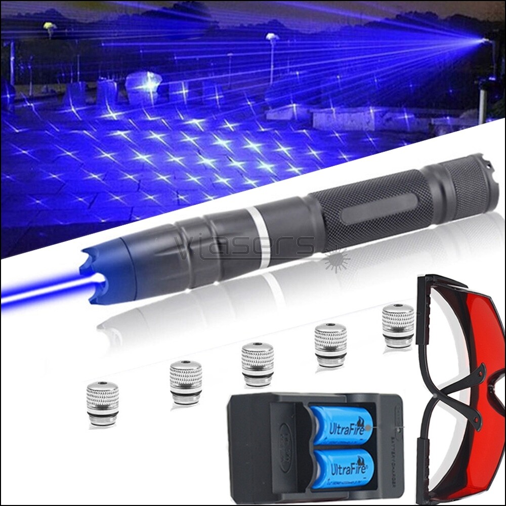 LMM2B Adjustable Focus 450nm Blue Laser Pointer Visible Beam Light& Charer