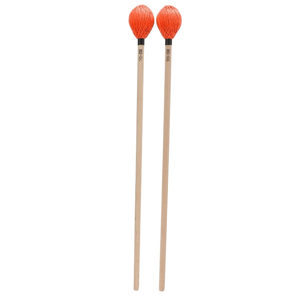 1 Pair Medium Hard Marimba Mallets For Percussion Playing Orange Excellent