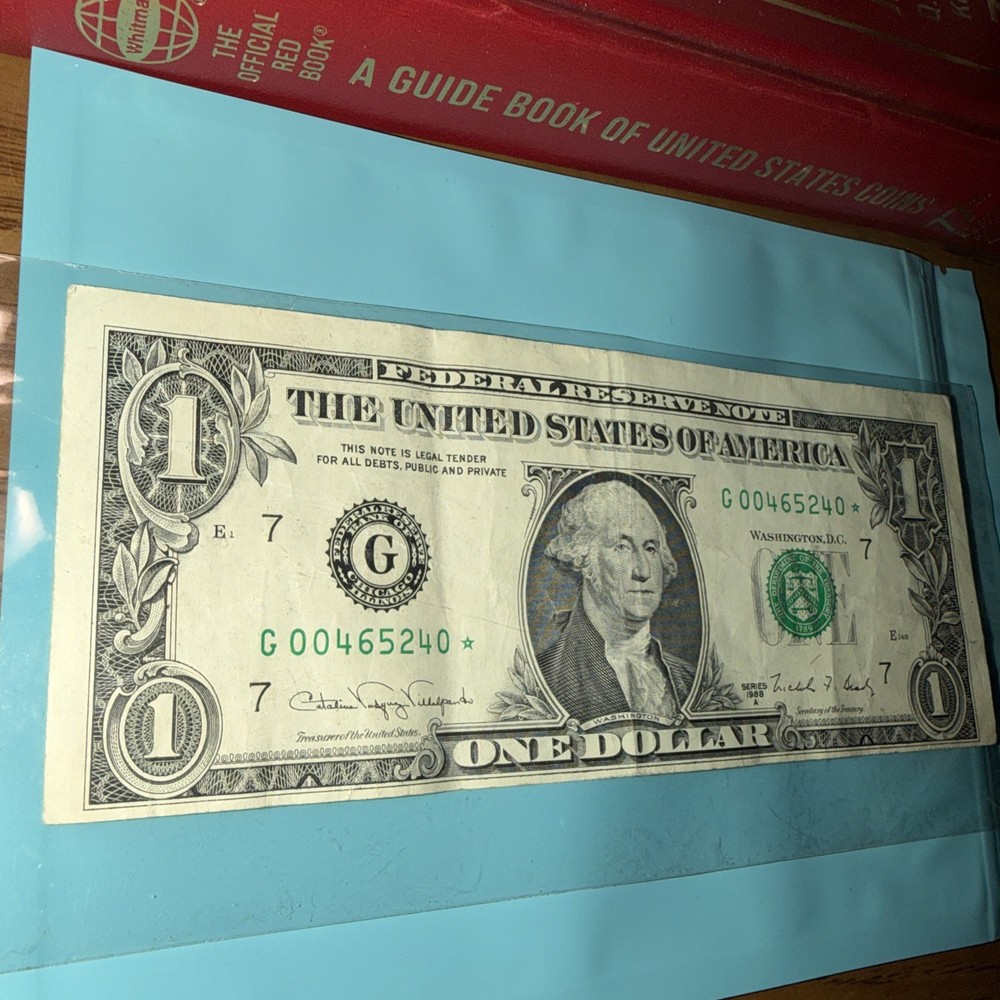 1988 A Misaligned One Dollar Star Note Error Semi Low Note G00465240