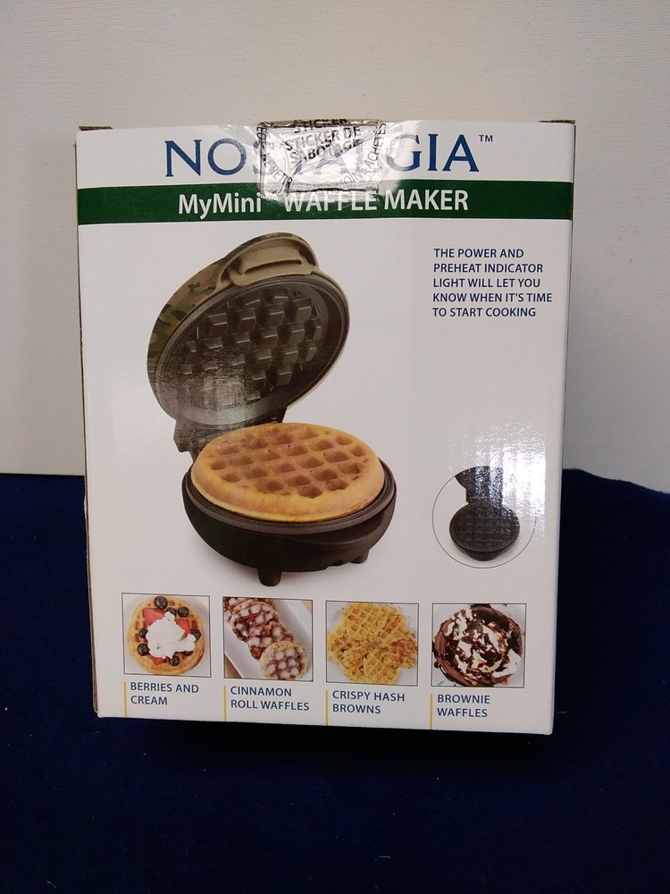 Nostalgia MyMini Waffle Maker Green Camo Makes 5" Waffle