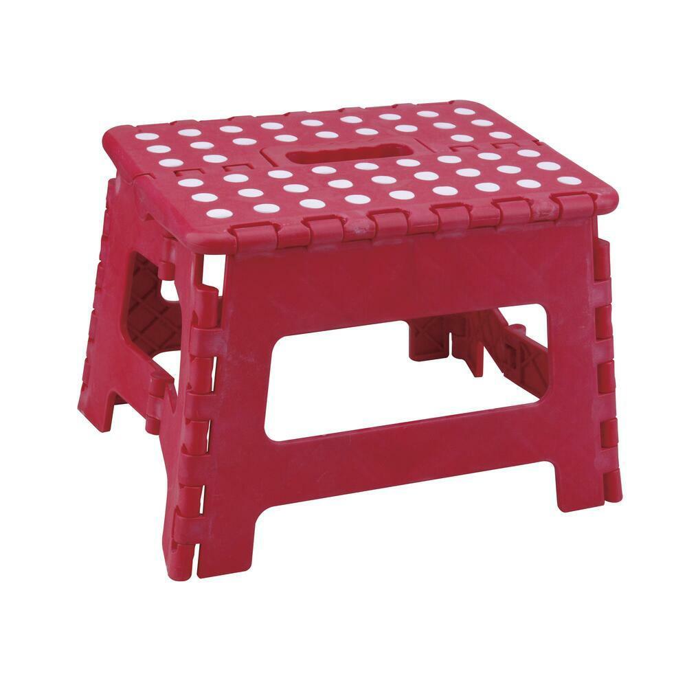 Type II Folding Plastic Step Stool 225 lb. Max Load Folds Flat with Carry Handle