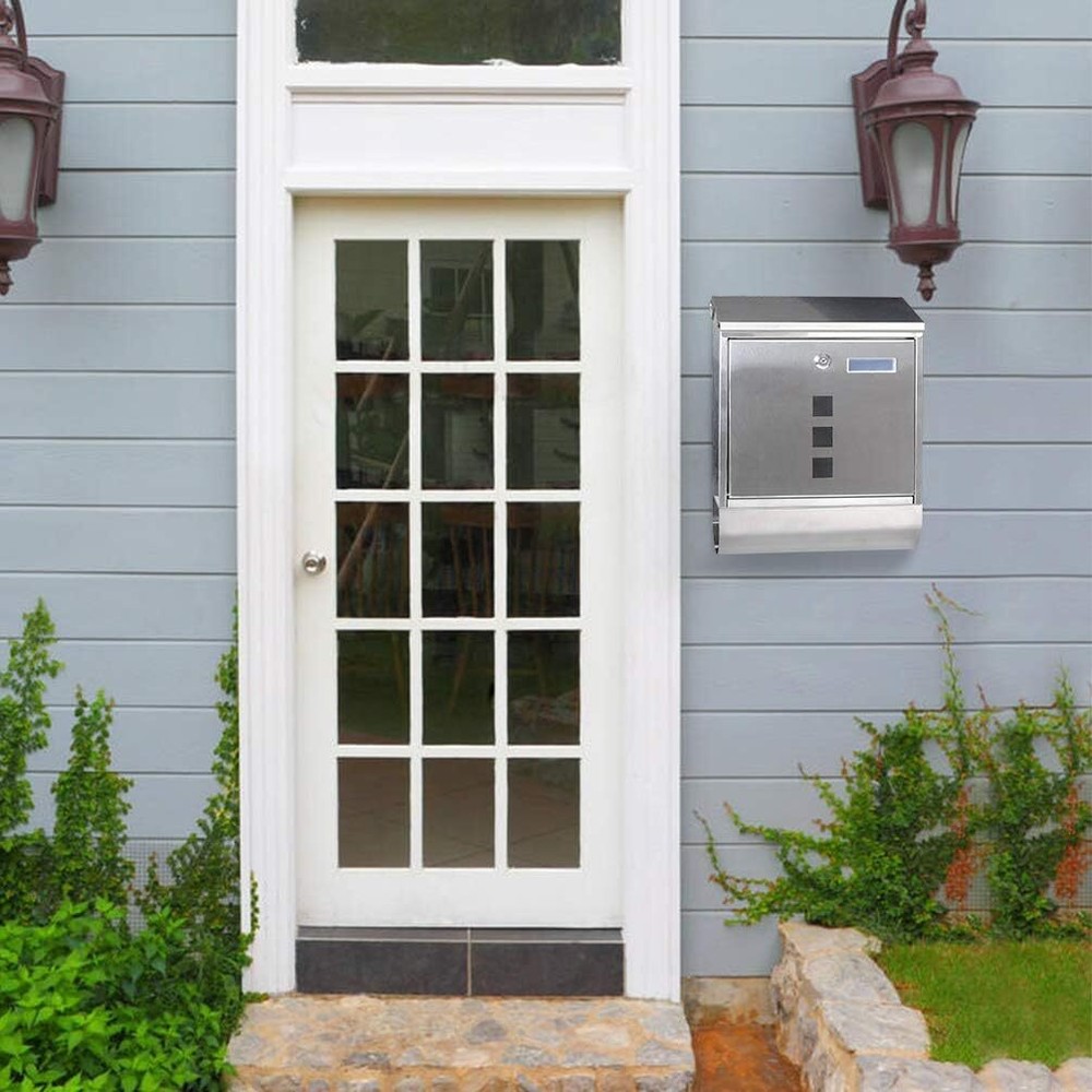 Stainless Steel Mailboxes with Sturdy Key Lock, Wall Mounted Waterproof Mail Box