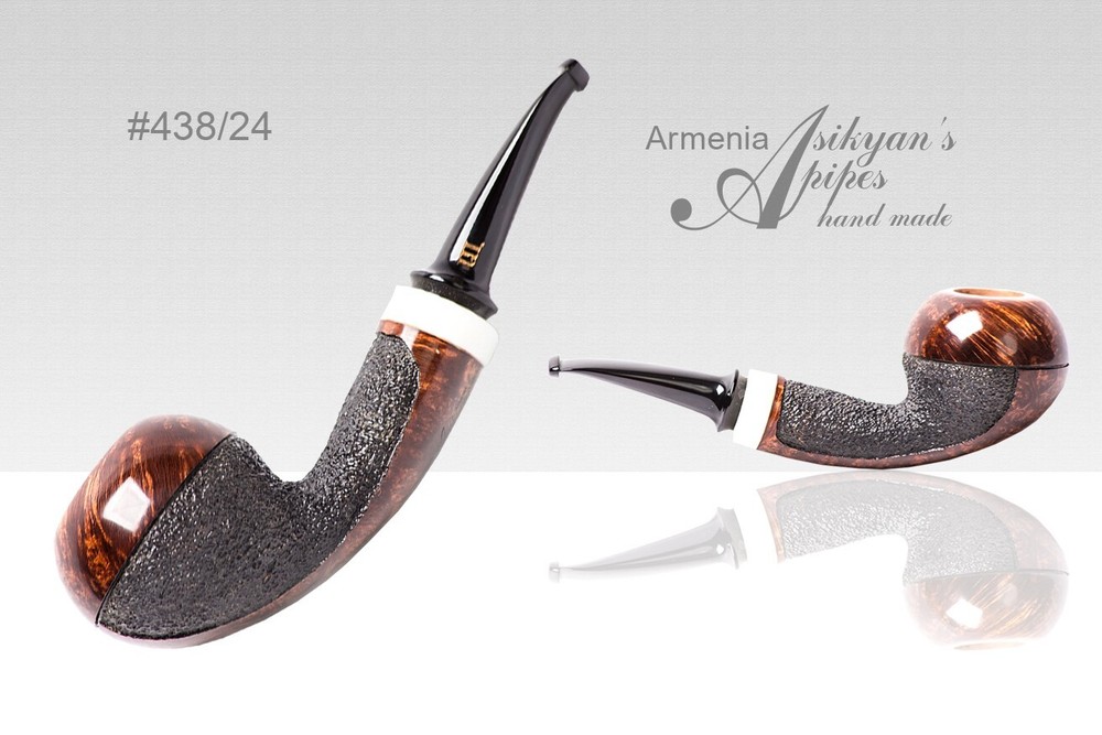Asikyan Pipe #438/24  Apple Partially Smooth Rusticated  Hand Made