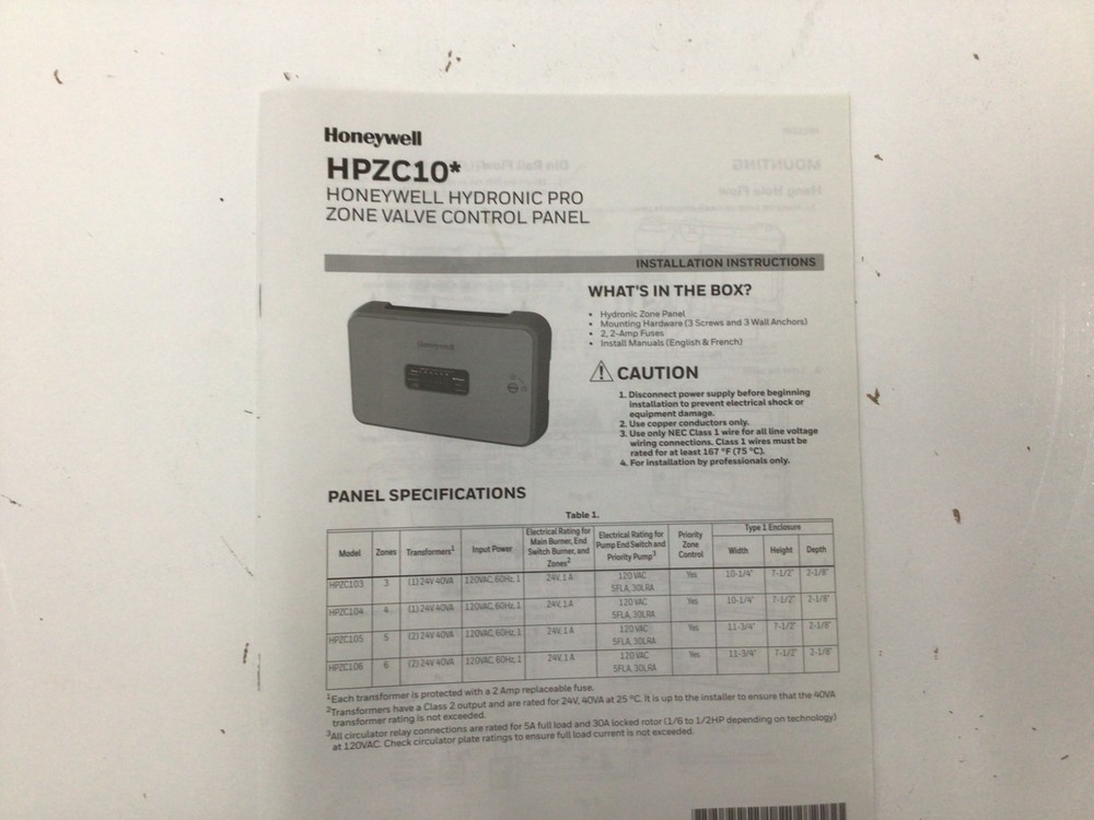 honeywell HPZC105 HYDRONIC PRO 5- ZONE VALVE CONTROLLER
