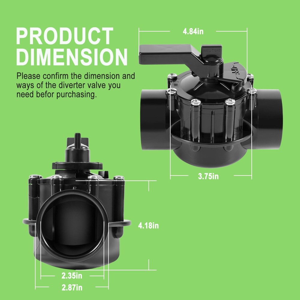 Pool Diverter Valve 2 Way 2 Inch Replacement for 4716 NeverLube Diverte