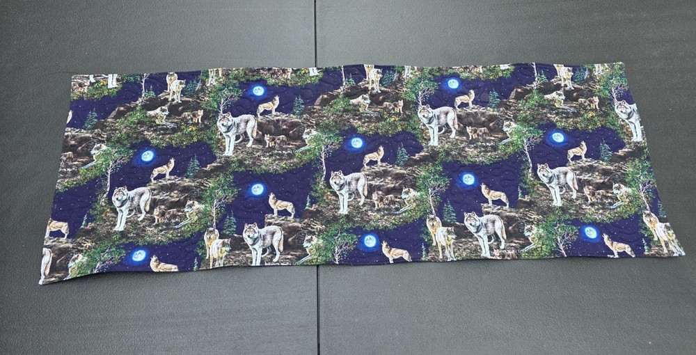 Handmade Quilted Table Runner WILDLIFE WOLF WOLVES MOONS TREES MOONS LODGE