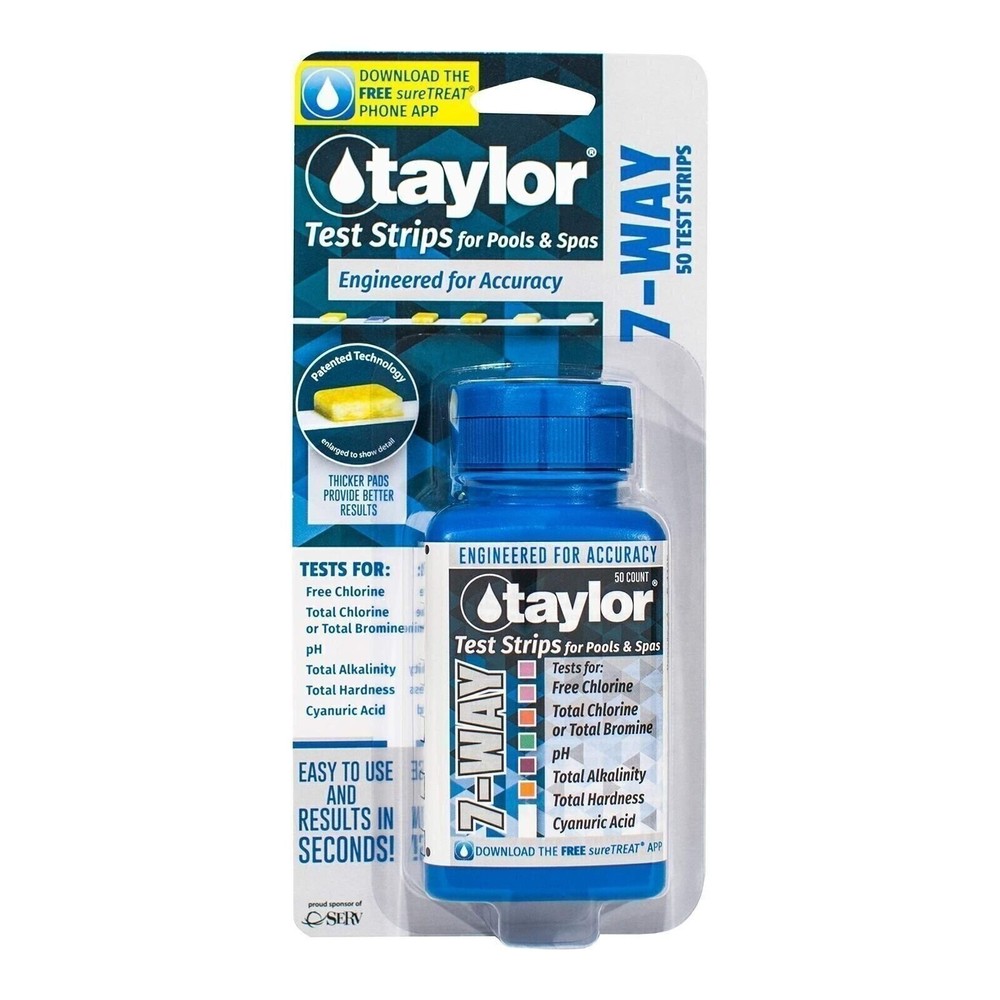 Taylor Technologies 7-Way Test Strips for Free Chlorine, Total...