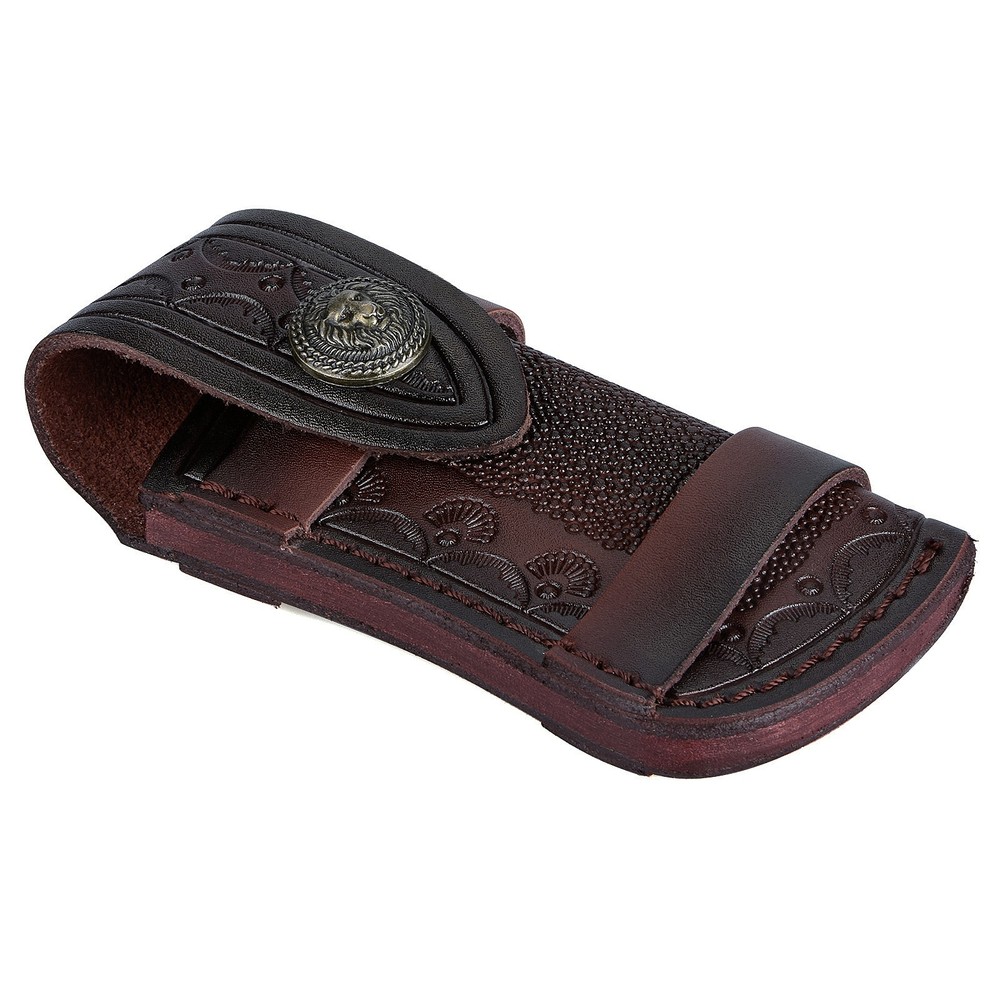 4'' Folding Knife Case Sheath Leather Storage Pouch With Snap Closure Belt Loop