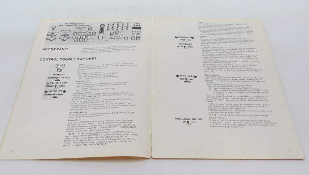 ShowPro V Version B Multi-Image AV Computer Operator's Manual vintage reference