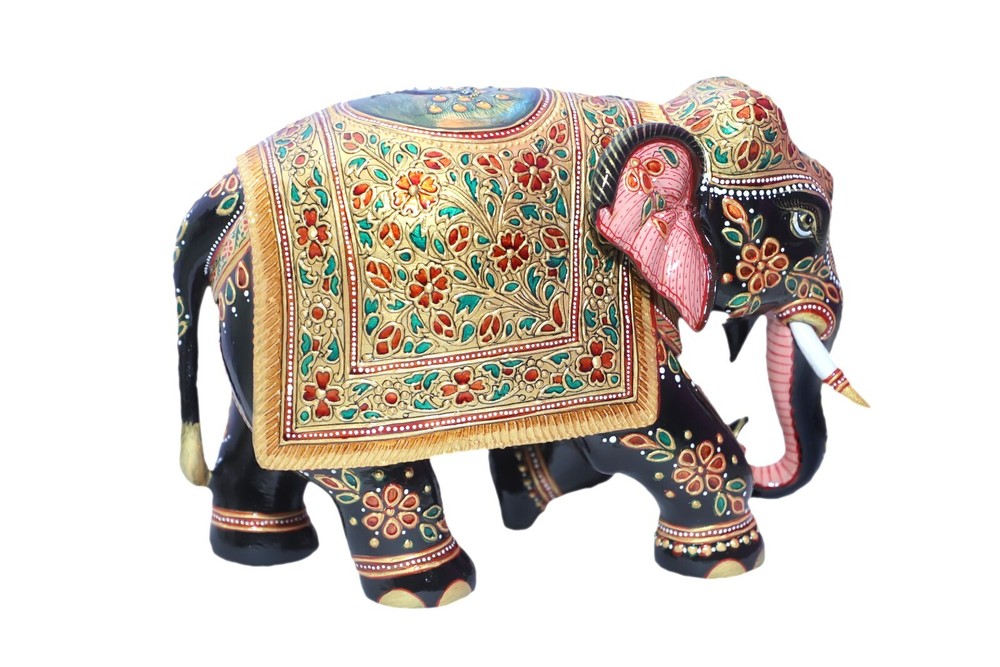 wooden gold palted elephant