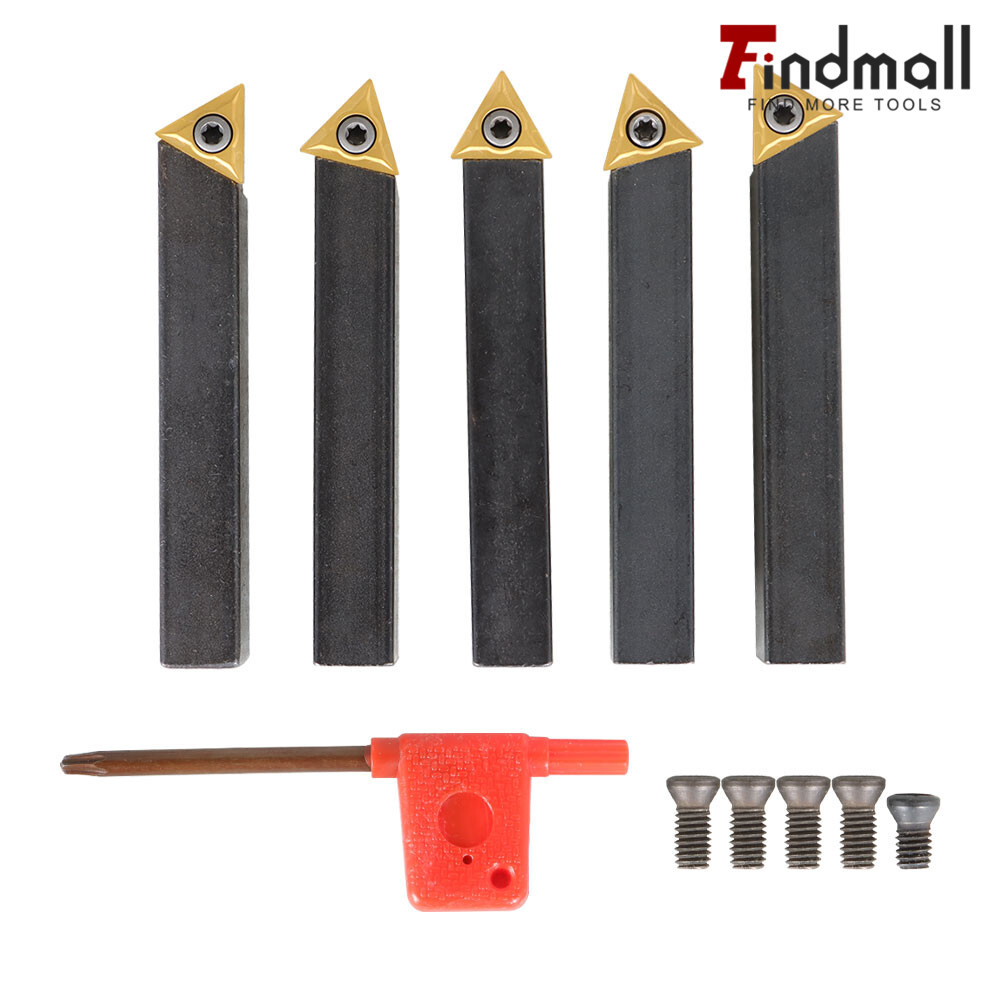 Findmall 5× Insert 1/2" Lathe Indexable Carbide Bits+Turning Tool Bit Holder Kit