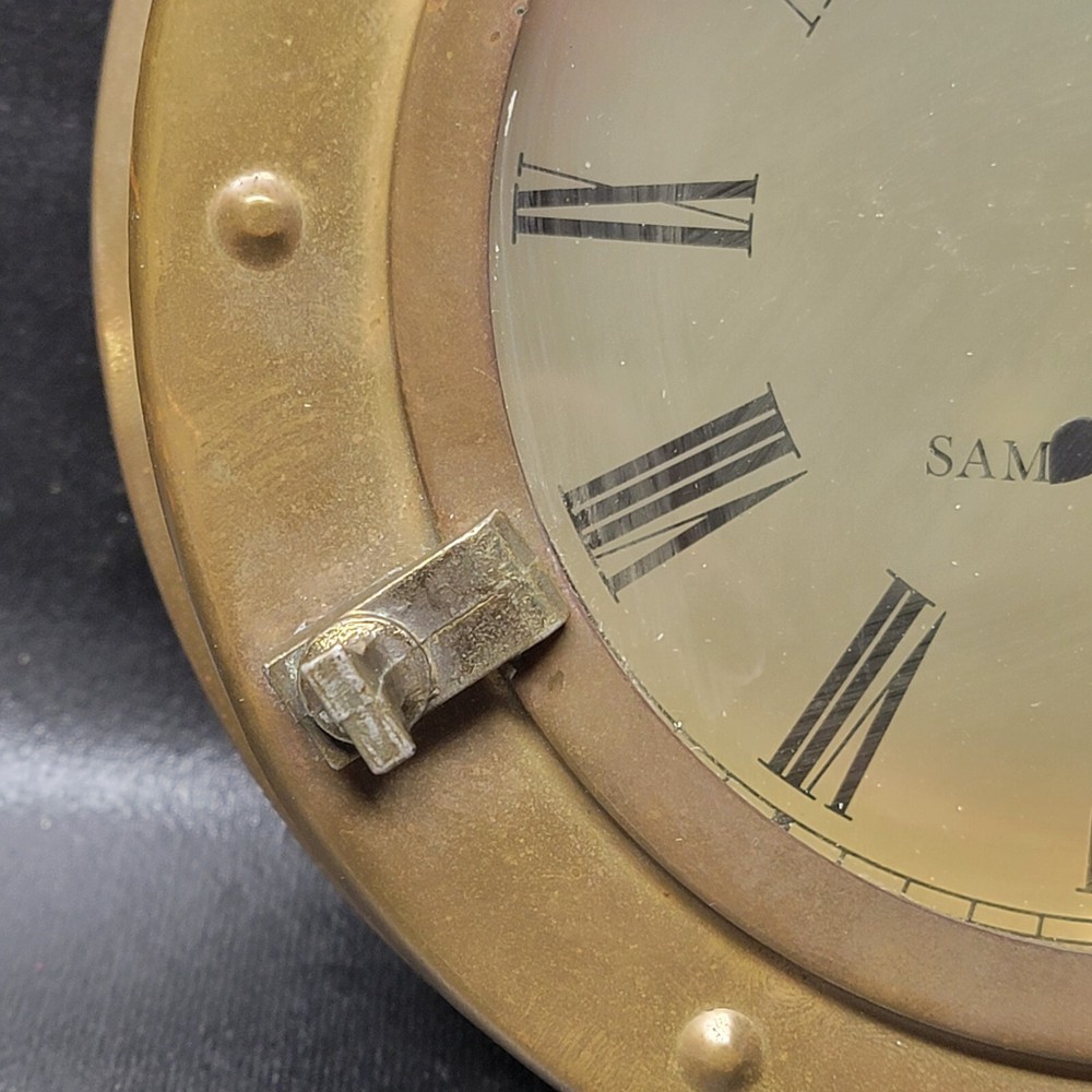 Antique Sam Thomas Antique Maritime Ships Porthole Clock Brass Boat Beach