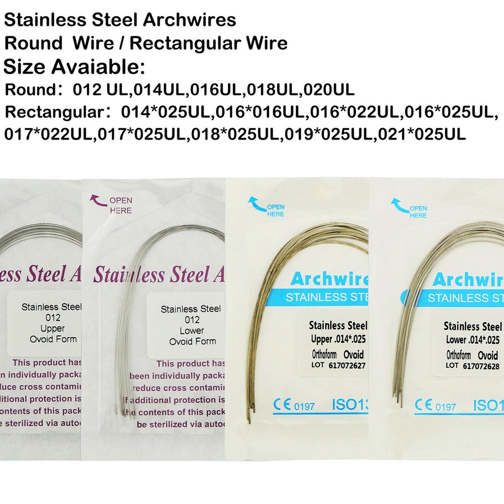 10 Pcs/pack Dental Orthodontic Stainless Steel Round/Rectangular Arch Wire Ovoid