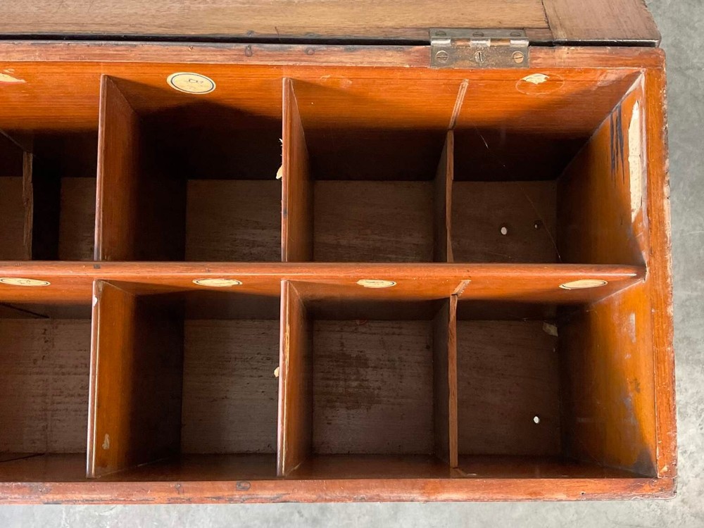 Antique Mahogany Campaign Box On Stand