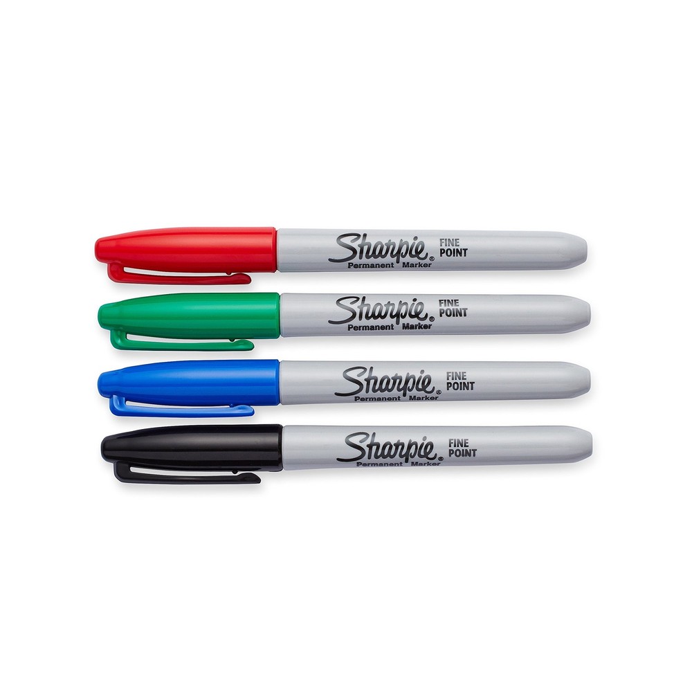 Sharpie Permanent Markers, Fine Point, 4 Count (Pack of 1), Assorted Colors