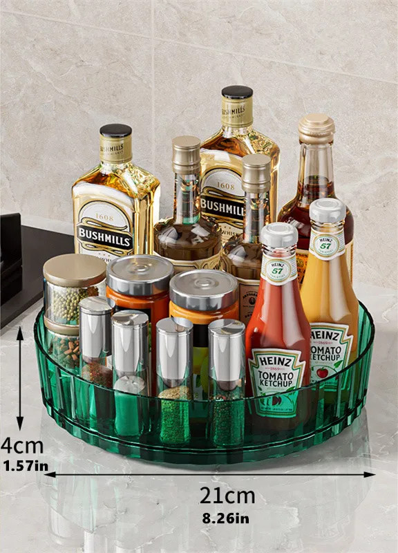 Hot Rotating Tray Spice Rack Turntable Kitchen Organizer Storage Box