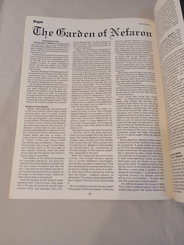 Vintage Dungeons And Dragons Dragon Magazine #53 Module Insert