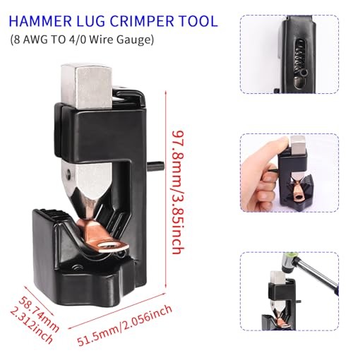 160PCS Battery Cable Ends with Hammer Lug Crimper 160PCS kit+ Crimper Tool