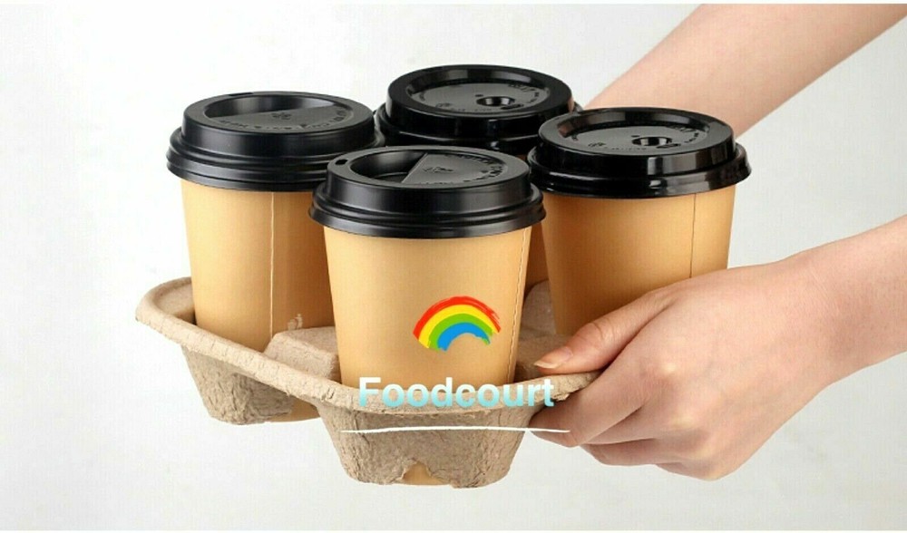 4 Cup Drink Cup Carrier, Cup Holder, Cup Carry Tray Biodegradable Pulp 50 Count