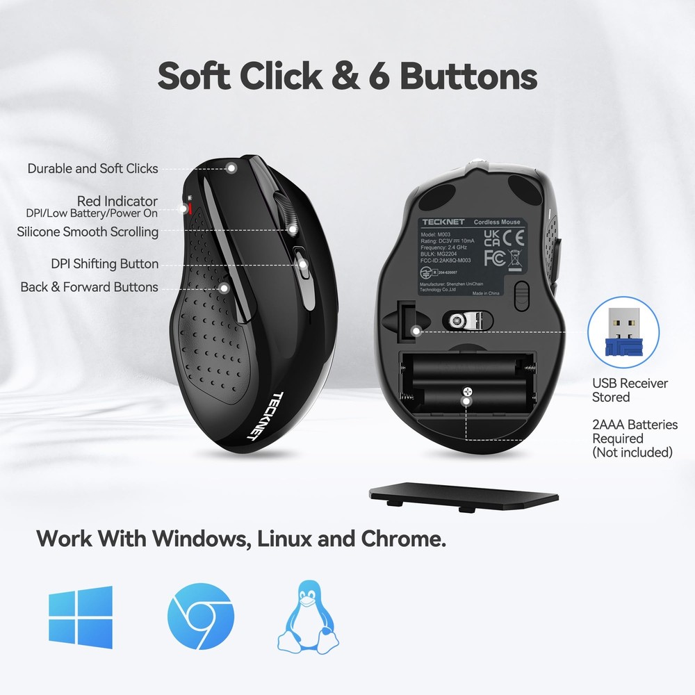 Wireless Mouse 2.4G Ergonomic Optical Mouse Computer Mouse for Laptop PC Comp...