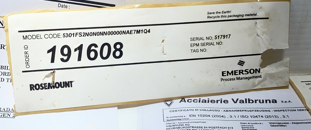 Rosemount 5300 Guided Wave Radar Level Transmitter FIELDBUS 5301FS *NEW*