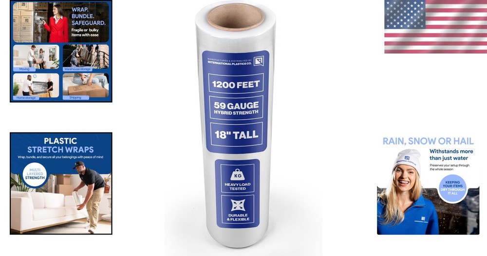 Lightweight 18" x 1200ft Plastic Stretch Wrap - Versatile Packing Essential